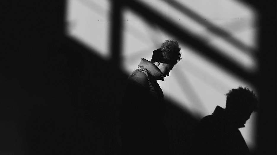 Woman walking down the stairs.