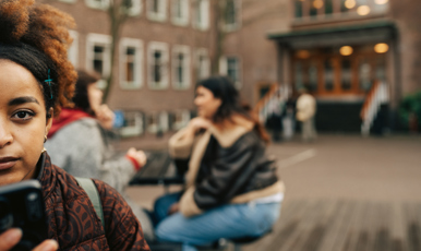 Students in a schoolyard.